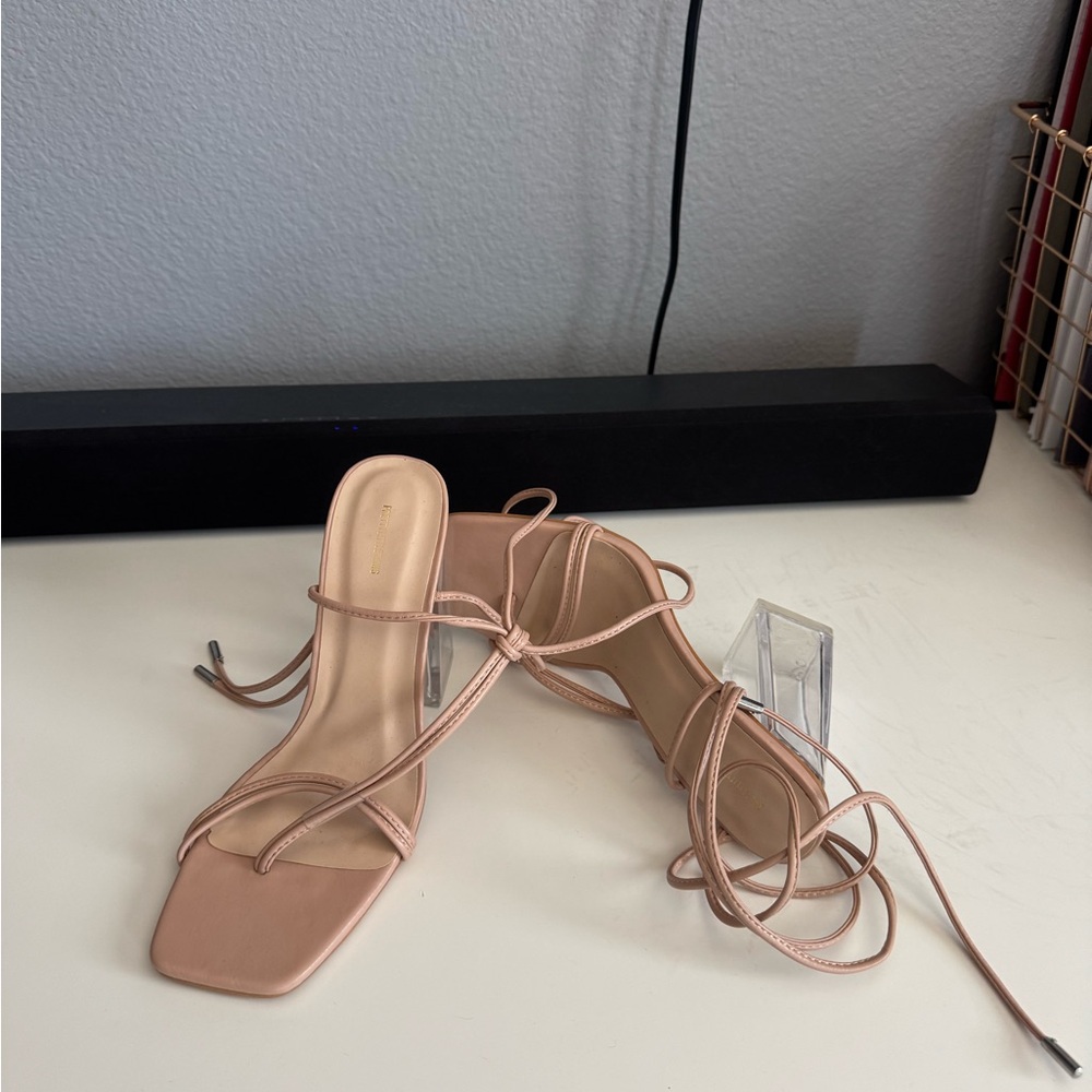 PrettyLittleThing Tan Strappy Heels